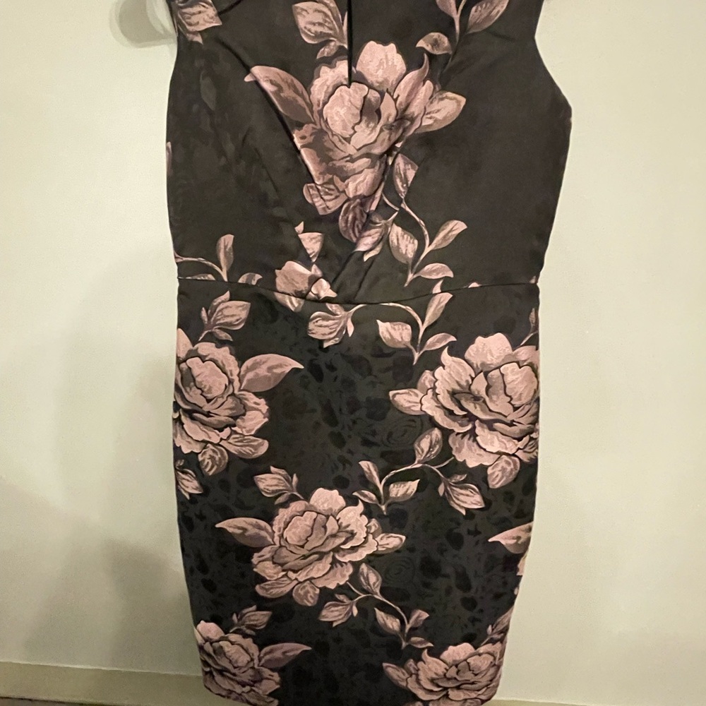 Talbots Black and Pink Floral Midi Dress